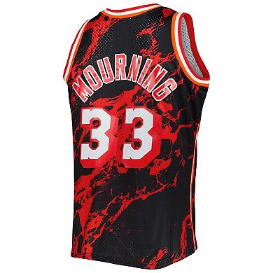 Men's Mitchell & Ness Alonzo Mourning Black Miami Heat 1996/97 Hardwood Classics Marble Swingman Jersey