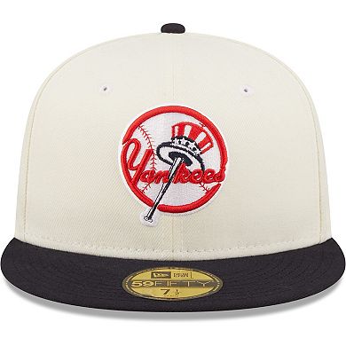 Men's New Era White/Navy New York Yankees Cooperstown Collection Yankee Stadium Chrome 59FIFTY Fitted Hat