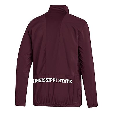 Men's adidas Maroon Mississippi State Bulldogs AEROREADY Half-Zip Jacket
