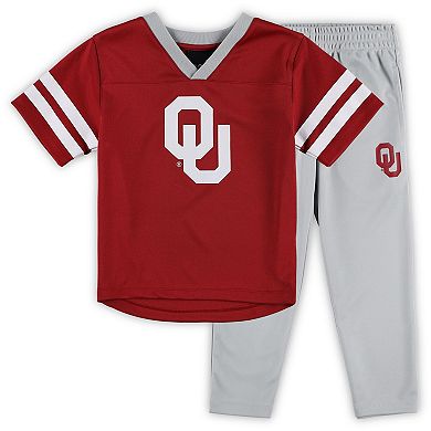 Preschool Crimson/Gray Oklahoma Sooners Red Zone Jersey & Pants Set