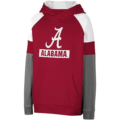 Youth Colosseum Crimson Alabama Crimson Tide Colorblocked Raglan Pullover Hoodie