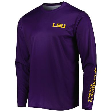 Men's Columbia Purple LSU Tigers Terminal Shot Omni-Shade Omni-Wick Long Sleeve T-Shirt