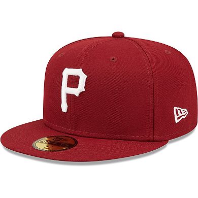 Men's New Era Cardinal Pittsburgh Pirates Logo White 59FIFTY Fitted Hat