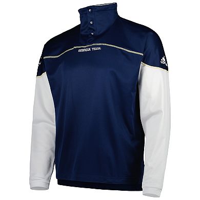 Men's adidas Navy Georgia Tech Yellow Jackets Knit Quarter-Snap Jacket