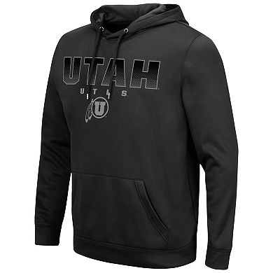 Men's Colosseum Black Utah Utes Blackout 3.0 Pullover Hoodie