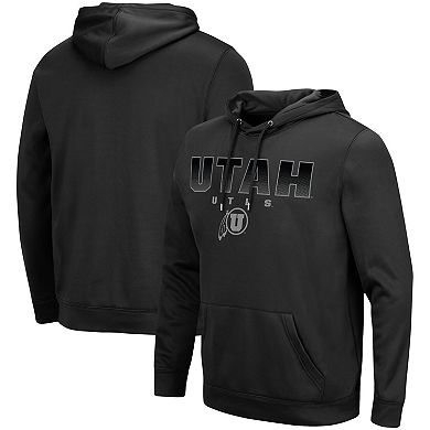 Men's Colosseum Black Utah Utes Blackout 3.0 Pullover Hoodie