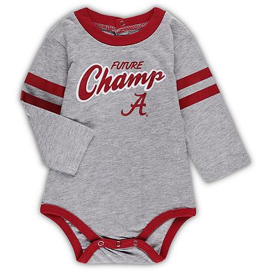 Infant Crimson/Gray Alabama Crimson Tide Little Kicker Long Sleeve Bodysuit and Sweatpants Set