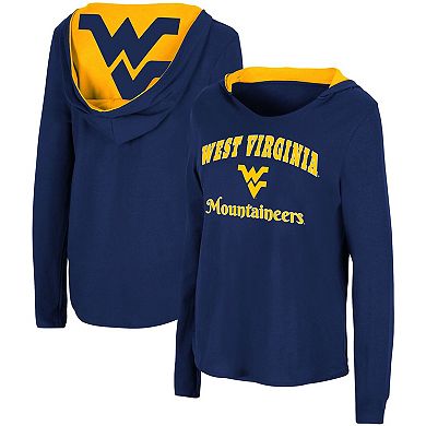 Women's Colosseum Navy West Virginia Mountaineers Catalina Hoodie Long Sleeve T-Shirt