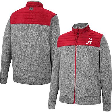 Men's Colosseum Charcoal/Crimson Alabama Crimson Tide Putter Herringbone Full-Zip Jacket