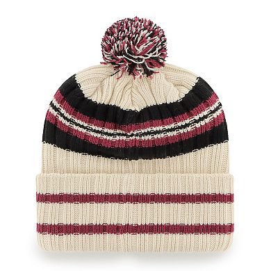 Men's '47 Natural Florida State Seminoles Hone Patch Cuffed Knit Hat with Pom