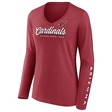 Women's Fanatics Branded Cardinal Arizona Cardinals Drive Forward V-Neck Long Sleeve T-Shirt