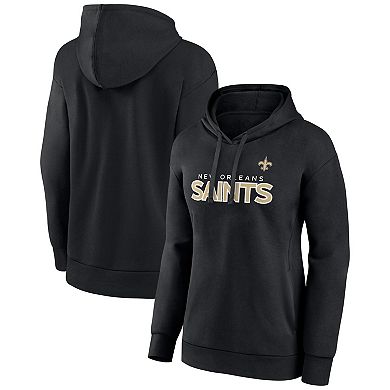 Women's Fanatics Branded Black New Orleans Saints Iconic Cotton Fleece Checklist Pullover Hoodie
