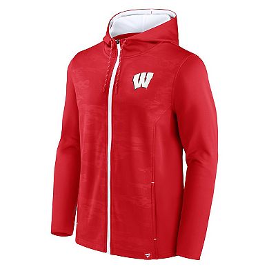 Men's Fanatics Branded Red Wisconsin Badgers Ball Carrier Full-Zip Hoodie