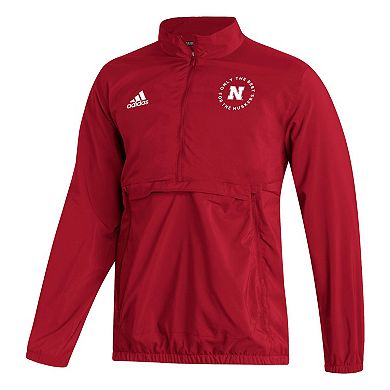 Men's adidas Scarlet Nebraska Huskers AEROREADY Half-Zip Jacket