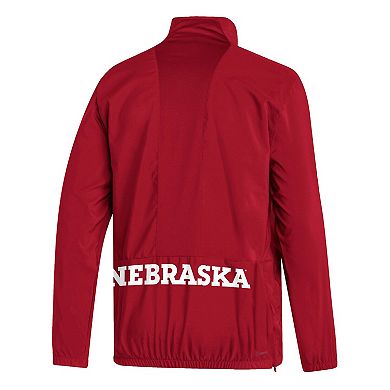 Men's adidas Scarlet Nebraska Huskers AEROREADY Half-Zip Jacket