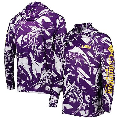 Men's Columbia Purple LSU Tigers Super Terminal Tackle Omni-Shade Raglan Long Sleeve Hoodie T-Shirt