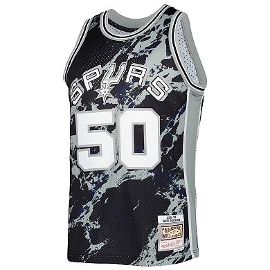 Men's Mitchell & Ness David Robinson Black San Antonio Spurs 1998-99 Hardwood Classics Marble Swingman Jersey