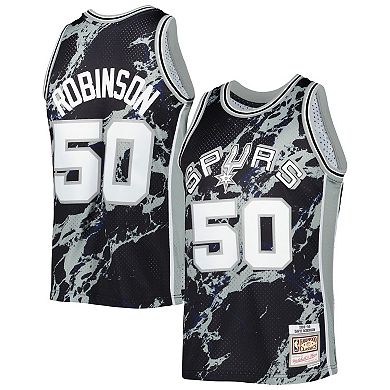 Men's Mitchell & Ness David Robinson Black San Antonio Spurs 1998-99 Hardwood Classics Marble Swingman Jersey