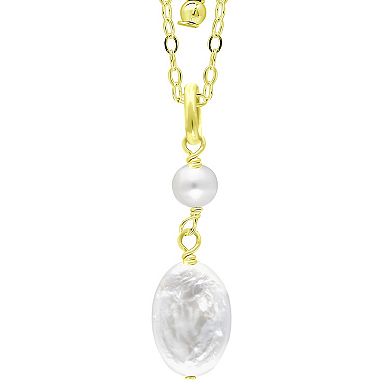 Aleure Precioso 18k Gold Over Silver Freshwater Cultured Pearl Pendant Necklace
