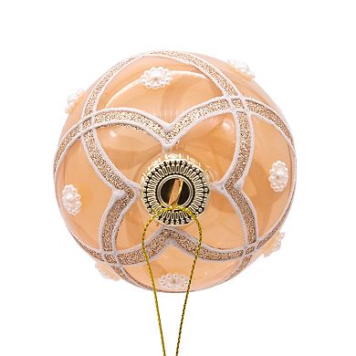 Kurt Adler Champagne & Pearl Peach Glitter Ball Christmas Ornaments 6-piece Set