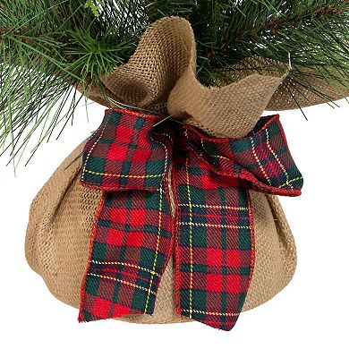 2-ft. Plaid Ribbon Artificial Christmas Tree Floor Decor