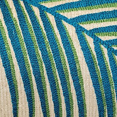 New York Botanical Garden® Indoor Outdoor Raffia Embroidered Palm Frond Throw Pillow