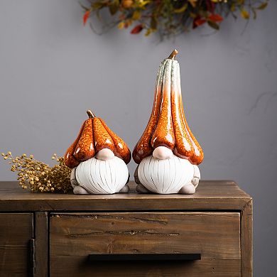 Melrose Pumpkin Hat Gnome Figurine Table Decor 2-piece Set