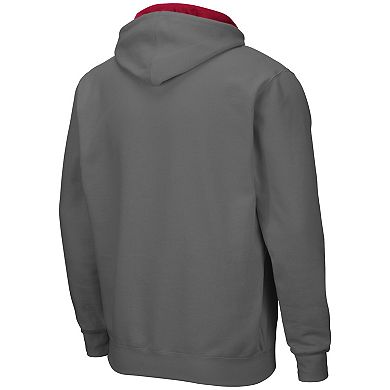 Men's Colosseum Charcoal Oklahoma Sooners Arch & Team Logo 3.0 Full-Zip Hoodie