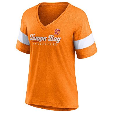 Women's Fanatics Branded Heathered Orange Tampa Bay Buccaneers Give It All Half-Sleeve V-Neck T-Shirt