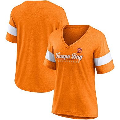 Women's Fanatics Branded Heathered Orange Tampa Bay Buccaneers Give It All Half-Sleeve V-Neck T-Shirt