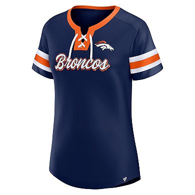 Women's Fanatics Branded Navy Denver Broncos Original State Lace-Up T-Shirt