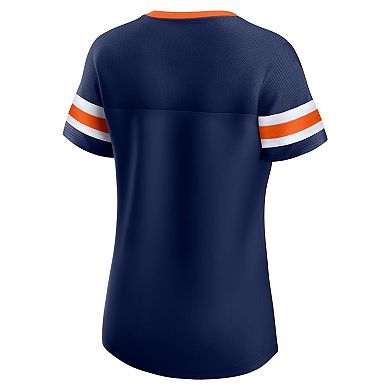 Women's Fanatics Branded Navy Denver Broncos Original State Lace-Up T-Shirt