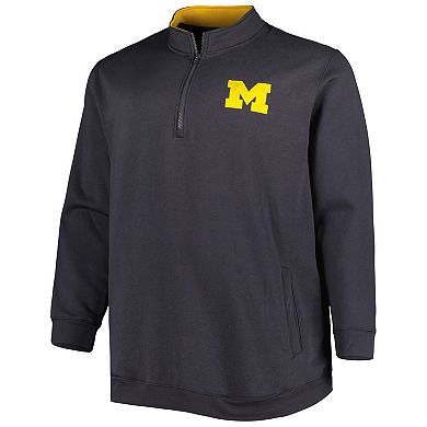 Men's Colosseum Charcoal Michigan Wolverines Big & Tall Tortugas Logo Quarter-Zip Sweatshirt