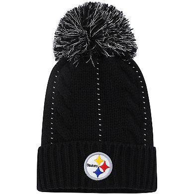 Women's '47 Black Pittsburgh Steelers Bauble Cuffed Knit Hat with Pom