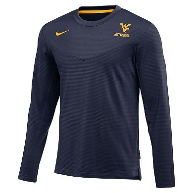 Men's Nike Navy West Virginia Mountaineers Game Day Sideline Performance Long Sleeve T-Shirt