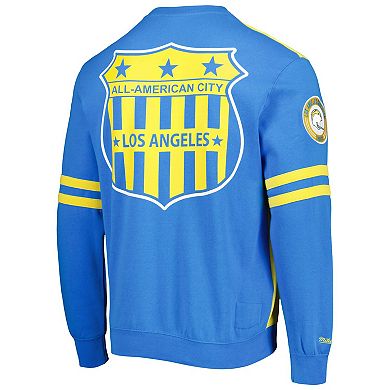 Men's Mitchell & Ness Gold Los Angeles Chargers All Over 2.0 Pullover Sweatshirt