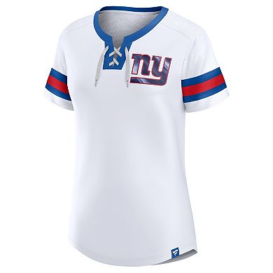 Women's Fanatics Branded White New York Giants Sunday Best Lace-Up T-Shirt