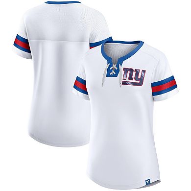 Women's Fanatics Branded White New York Giants Sunday Best Lace-Up T-Shirt