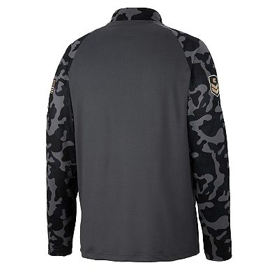 Men's Colosseum Charcoal Georgetown Hoyas OHT Military Appreciation Long Range Raglan Quarter-Zip Jacket