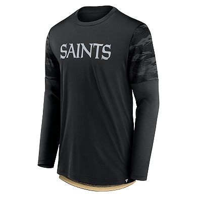 Men's Fanatics Branded Black/Gold New Orleans Saints Square Off Long Sleeve T-Shirt