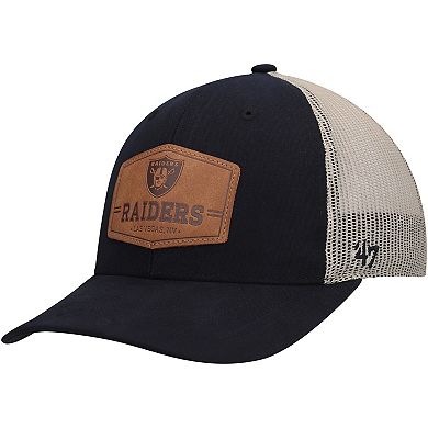 Men's '47 Black/Natural Las Vegas Raiders Rawhide Trucker Adjustable Hat