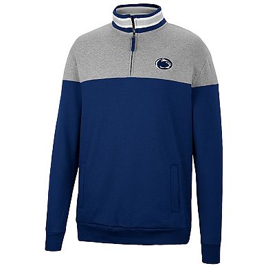 Men's Colosseum Navy/Heather Gray Penn State Nittany Lions Be the Ball Quarter-Zip Top
