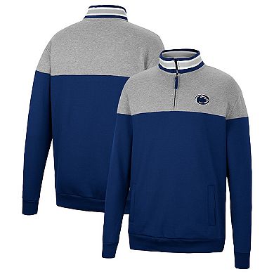 Men's Colosseum Navy/Heather Gray Penn State Nittany Lions Be the Ball Quarter-Zip Top
