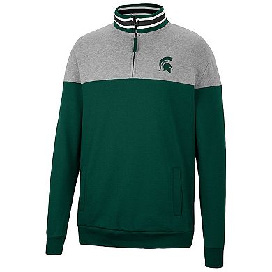 Men's Colosseum Green/Heather Gray Michigan State Spartans Be the Ball Quarter-Zip Top