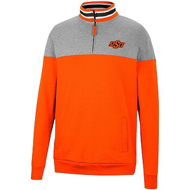 Men's Colosseum Heathered Gray/Orange Oklahoma State Cowboys Be the Ball Quarter-Zip Top