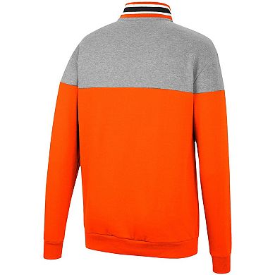 Men's Colosseum Heathered Gray/Orange Oklahoma State Cowboys Be the Ball Quarter-Zip Top