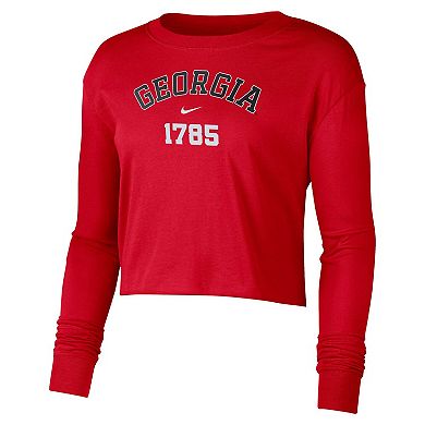 Women's Nike Red Georgia Bulldogs Est. Cropped Long Sleeve T-Shirt