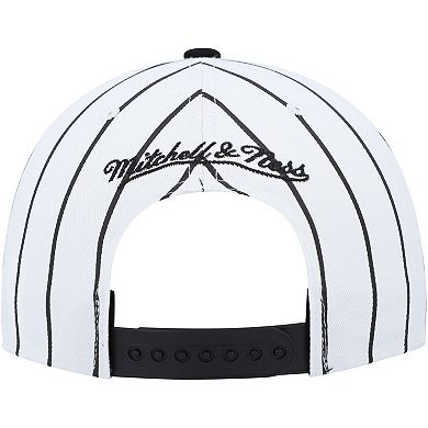 Men's Mitchell & Ness White Brooklyn Nets Hardwood Classics Pinstripe Snapback Hat