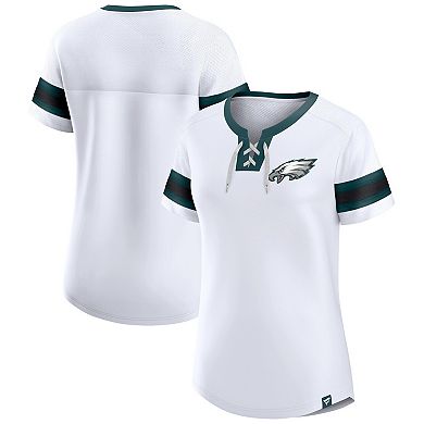 Women's Fanatics Branded White Philadelphia Eagles Sunday Best Lace-Up T-Shirt
