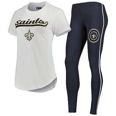 Women's Concepts Sport White/Charcoal New Orleans Saints Sonata T-Shirt & Leggings Sleep Set